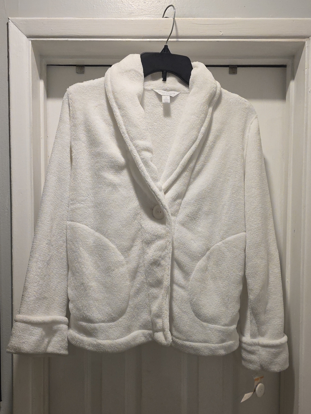 Charter Club White Shawl-Collar Teddy Jacket